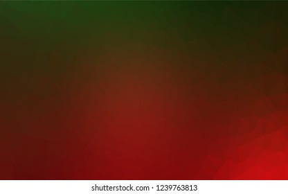 Dark Green, Red vector abstract polygonal layout. Triangular geometric sample with gradient.  The polygonal design can be used for your web site.
