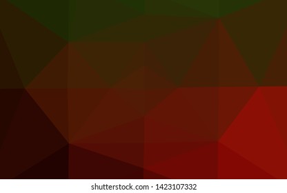 Dark Green, Red vector abstract mosaic pattern. Shining colored illustration in a Brand new style. Triangular pattern for your business design.