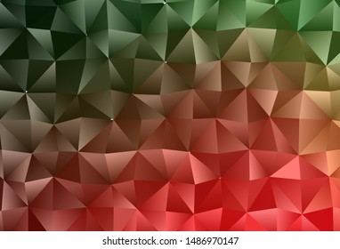 Dark Green, Red vector abstract polygonal cover. A sample with polygonal shapes. Triangular pattern for your business design.