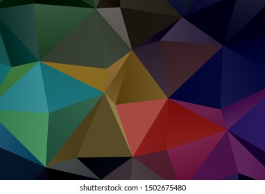 Dark Green, Red vector abstract mosaic backdrop. Triangular geometric sample with gradient.  Brand new design for your business.