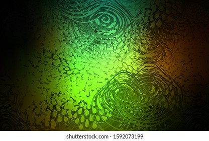 Dark Green, Red vector abstract doodle pattern. Blurred decorative design in Indian style with flowers. The pattern can be used for heads of websites and designs.
