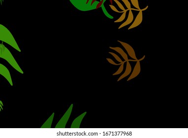 Color verde oscuro, fondo abstracto vectorial rojo con hojas. Ilustración decorativa con doodles en plantilla abstracta. El mejor diseño para su negocio.