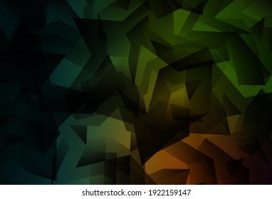 Dark Green, Red vector abstract polygonal background. Elegant bright polygonal illustration with gradient. Triangular pattern for your design.