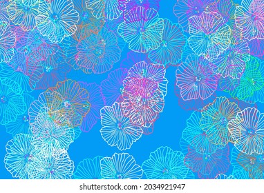 Dark Green, Red vector abstract backdrop with leaves. Flowers with gradient on white background. Brand new style for your business design.