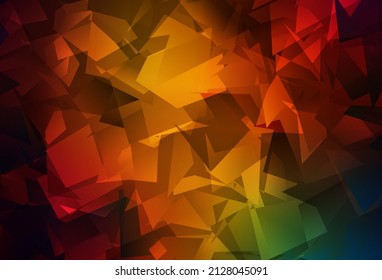 Dark Green, Red vector abstract mosaic background. Shining colorful illustration with triangles. Completely new template for your banner.