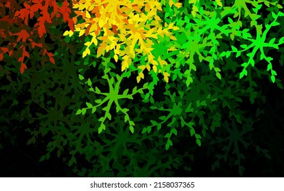 Dark Green, Red vector abstract design with flowers, leaves. Leaves and flowers with gradient on white background. Textured pattern for websites, banners.