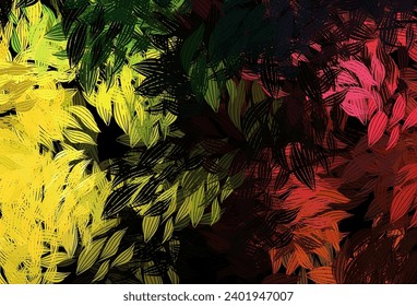 Dark Green, Red vector abstract backdrop with leaves. An elegant bright illustration with leaves in Natural style. Brand new style for your business design.