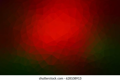 Dark Green, Red vector abstract textured polygonal background. Blurry triangle design. Pattern can be used for background.