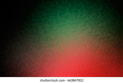 Dark Green, Red vector abstract colorful background, which consist of triangles. Pattern with colored triangles on white background.
