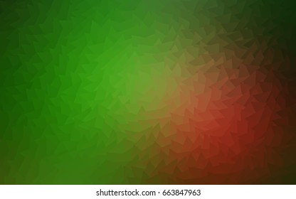 Dark Green, Red vector abstract colorful background, which consist of triangles. Pattern with colored triangles on white background.