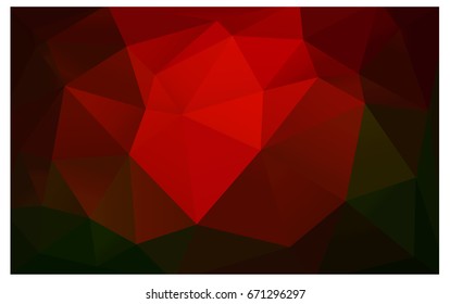 Dark Green, Red vector abstract textured polygonal background. Blurry triangle design. Pattern can be used for background.