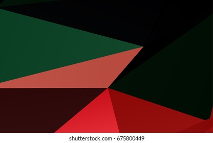 Dark Green, Red vector abstract mosaic pattern. Geometric illustration in Origami style with gradient.  Brand-new style for your business design.