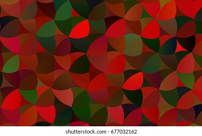 Dark Green, Red vector abstract pattern with circles. Geometry template for your business design. Background with colored spheres.