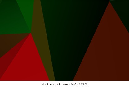 Dark Green, Red vector abstract polygonal pattern. Shining illustration, which consist of triangles. A new texture for your design.