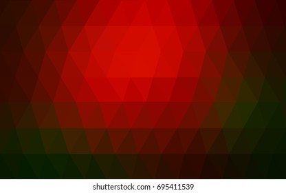 Dark Green, Red vector abstract textured polygonal background. Blurry triangle design. Pattern can be used for background.