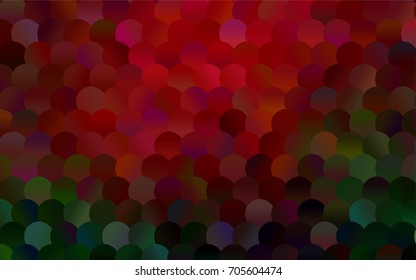 Dark Green, Red vector abstract pattern with circles. Geometry template for your business design. Background with colored spheres.