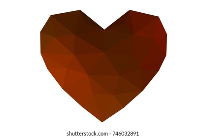 Dark Green, Red vector abstract Triangle Geometrical Heart on white polygonal background. Happy Valentine's Day Greeting Card. Stock template for your design.