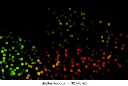 Dark Green, Red vector abstract pattern with circles. Geometry template for your business design. Background with colored spheres.