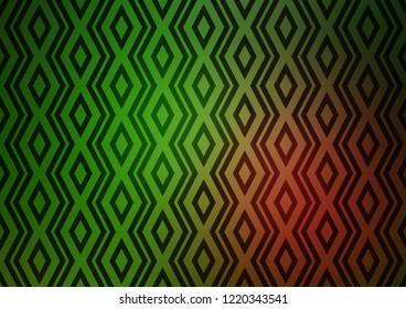 Dark Green, Red vector backdrop with lines, cubes. Modern geometric abstract illustration with lines, squares. Pattern for business booklets, leaflets.