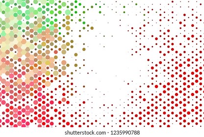 Dark Green, Red vector backdrop with dots, spots. Modern abstract illustration with colorful water drops. Pattern of water, rain drops.