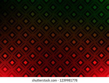 Dark Green, Red vector backdrop with lines, cubes. Shining colorful illustration with lines, rectangles. Smart design for your business advert.