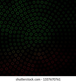 Dark Green, Red vector backdrop with circles. Abstract decorative design in gradient style with bubbles. New template for your brand book.
