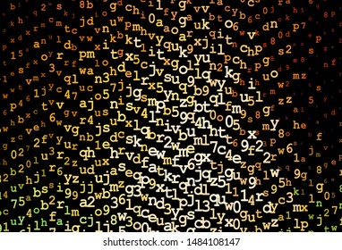 Dark Green, Red vector backdrop with english symbols. Modern geometrical illustration with ABC english symbols. Smart design for promotion of university.