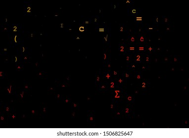 Dark Green, Red vector backdrop with algebra elements. Illustration with Numeral symbols on abstract template. Smart design for your university promotion.