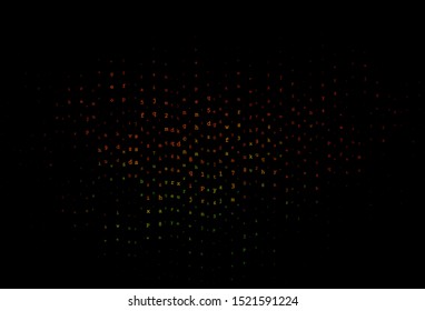 Dark Green, Red vector backdrop with english symbols. Shining colorful illustration with isolated letters. Template for lettering, typography.