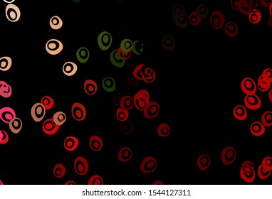 Dark Green, Red vector backdrop with dots. Beautiful colored illustration with blurred circles in nature style. Template for your brand book.