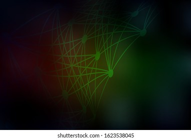 Dark Green, Red vector backdrop with artificial intelligence data. Shining illustration with AI shapes on abstract template. Pattern for science, futuristic designs.