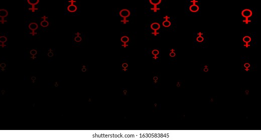 Dark Green, Red vector backdrop with woman's power symbols. Abstract illustration with a depiction of women's power. Simple design for your web site.