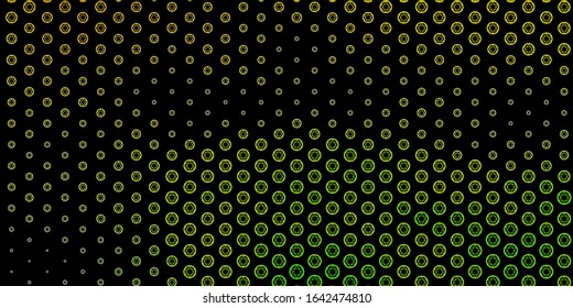 Dark Green, Red vector backdrop with mystery symbols. Illustration with magical signs of spiritual power. Design for magic, spiritual events.