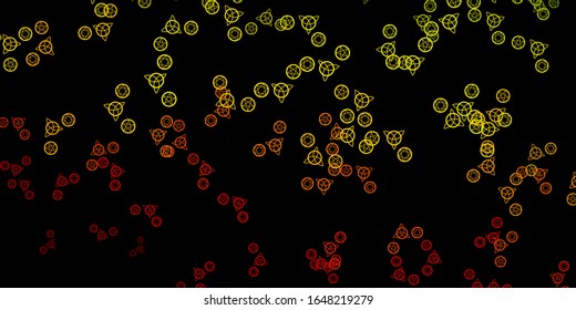 Dark Green, Red vector backdrop with mystery symbols. Illustration with magical signs of spiritual power. Simple base for your occult design.