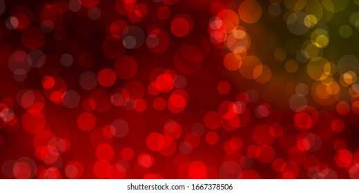 Dark Green, Red vector backdrop with dots. Illustration with set of shining colorful abstract spheres. Pattern for business ads.