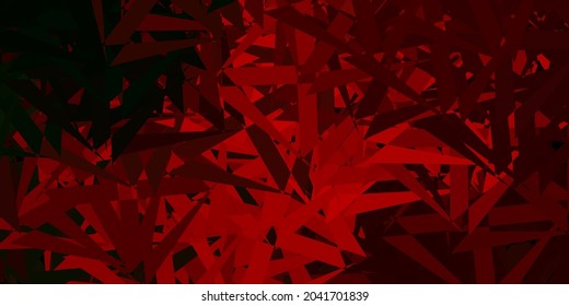 Verde oscuro, fondo vectorial rojo con triángulos, líneas. Ilustración de material web con triángulos abstractos coloridos. Plantilla para comerciales.
