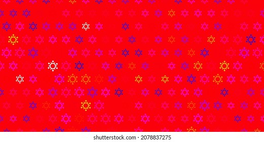 Dunkelgrüner, roter Vektorhintergrund mit Virussymbolen. Intelligente Illustration mit Kopfzeichen im dekorativen Stil. Einfaches Design gegen Epidemieinformationen.