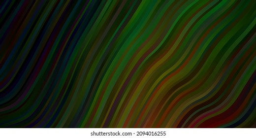 Dark Green, Red vector backdrop with curves. Gradient illustration in simple style with bows. Best design for your ad, poster, banner.