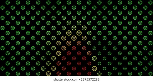 Dark Green, Red vector backdrop with mystery symbols. Colorful mystic symbols with a gradient in ancient style. Simple design for occult depiction.