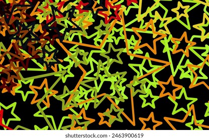 Dark Green, Red vector backdrop with small and big stars. Shining colored illustration with stars. Template for cosmic backgrounds.