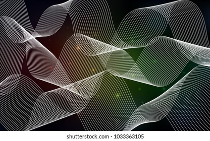 Dark Green, Red vector background with xmas confetti. Decorative shining illustration with ribbons on abstract template. The pattern can be used for new year ad, booklets.