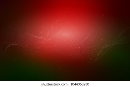 Dark Green, Red vector background with bubbles. Glitter abstract illustration with blurred drops of rain. Pattern can be used as texture of water, rain drops.