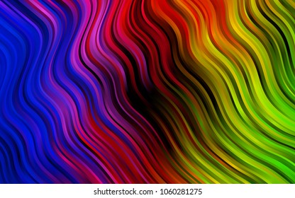 Dark Green, Red vector background with bent ribbons. A vague circumflex abstract illustration with gradient. A new texture for your  ad, booklets, leaflets.