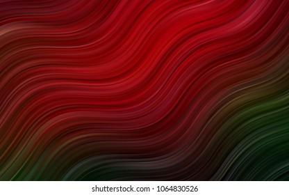 Dark Green, Red vector background with lamp shapes. Shining illustration, which consist of blurred lines, circles. Pattern for your business design.
