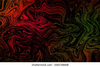 Dark Green, Red vector background with bent ribbons. Geometric illustration in marble style with gradient.  Textured wave pattern for backgrounds.