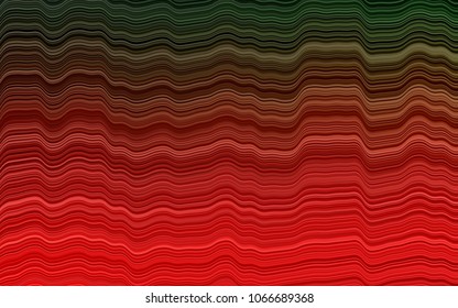 Dark Green, Red vector background with bent lines. Shining crooked illustration in marble style. A completely new template for your business design.