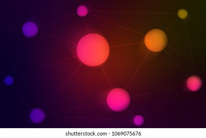 Dark Green, Red vector background with dots and lines. Illustration with set of colorful abstract circles and lines. New design for ad, poster, banner of your website.