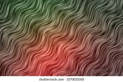 Dark Green, Red vector background with lamp shapes. Colorful abstract illustration with gradient lines. Textured wave pattern for backgrounds.