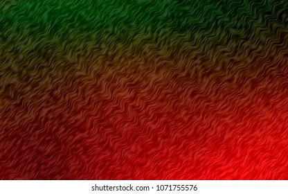 Dark Green, Red vector background with liquid shapes. Shining crooked illustration in marble style. Pattern for your business design.