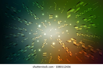 Dark Green, Red vector background with xmas confetti. Beautiful colored illustration with ribbon in celebration style. Beautiful design for your business advert of anniversary.
